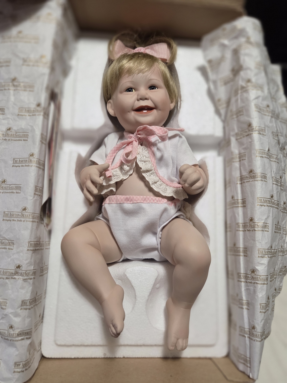 Rare Ashton Drake Galleries Cute As A Button Porcelain Doll.